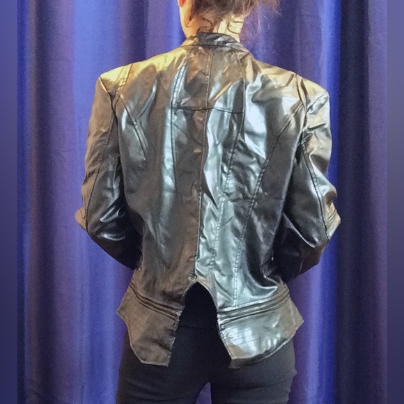 Vegan Leather Fitted Moto jacket. - Picture 6 of 14